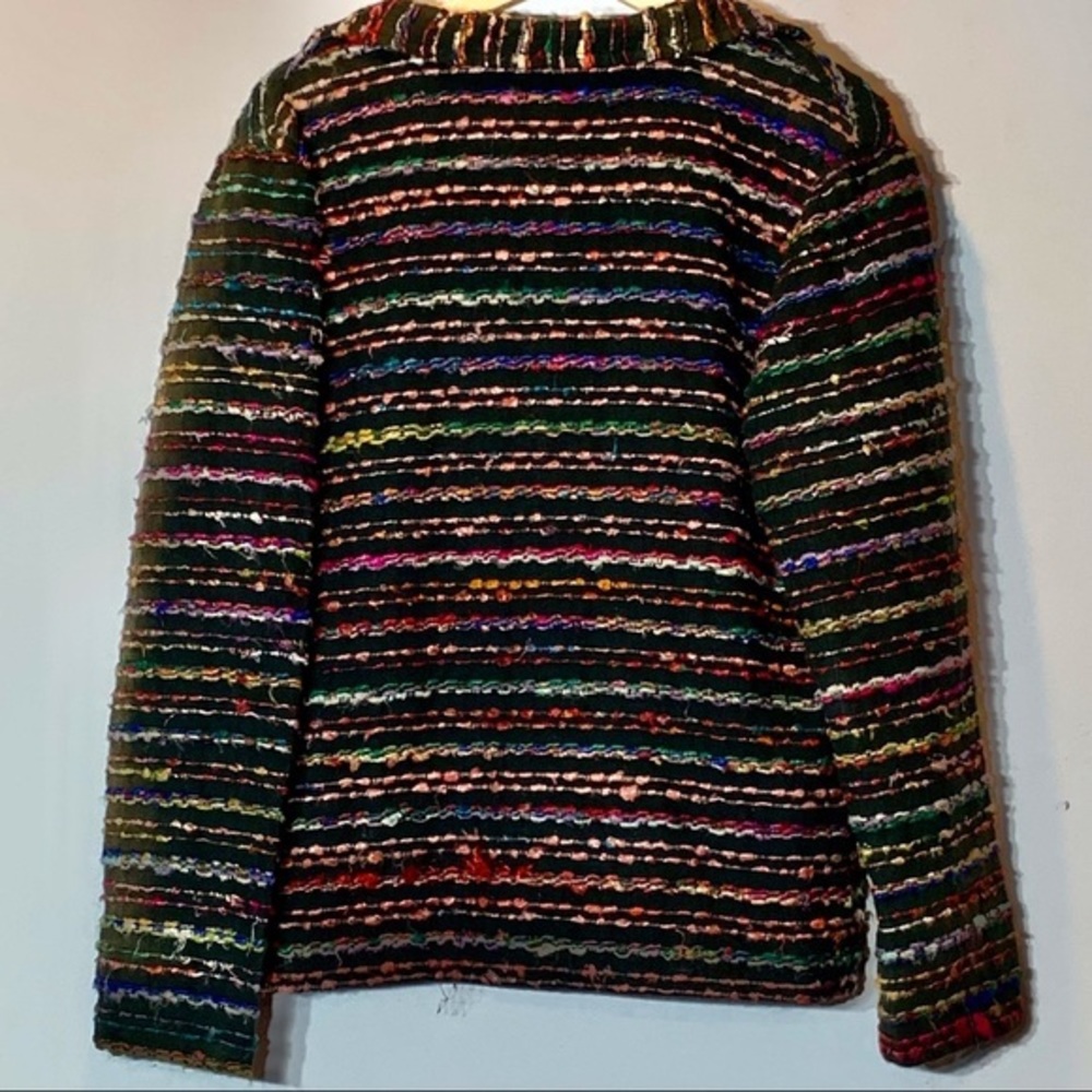 EUC Chadwicks Woven Cotton Blend Black and Multicolor Button Up Blazer Jacket - Picture 2 of 5
